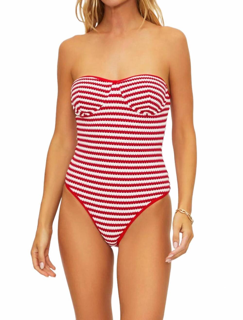 NEW BEACH RIOT hayes one piece in crimson stripe